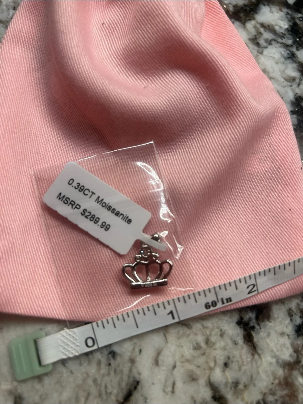 Sparkling Crown Moissanite Charm - Sterling Silver